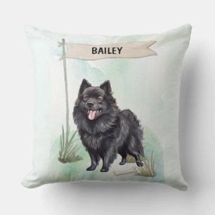 Coussin Chien Schipperke Aquarelle Personnalisé
