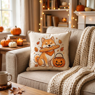 Coussin Chien Shiba Inu drôle de baguette de pain d'Hallow