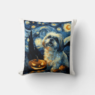 Coussin Chien Shih Tzu mignon citrouille Halloween Jack O