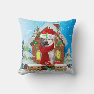 Coussin Chien sibérien Husky avec cadeaux de Noël