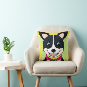 Coussin Chien souriant illustré avec collier (Chaise)