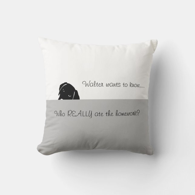 Coussin Chien sournois veut savoir Jeter l'oreiller (Recto)