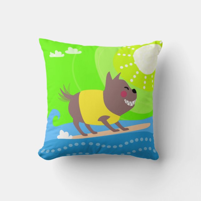 Coussin Chien surfant mignon (Recto)
