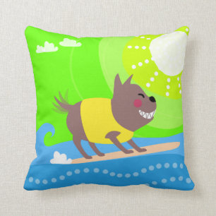 Coussin Chien surfant mignon