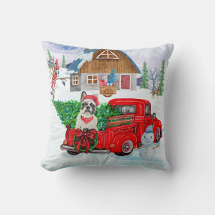 Coussin Chien-taureau français en livraison de Noël Camion