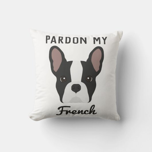 Coussin Chien-taureau français noir et blanc (Recto)