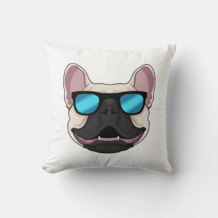Coussin Chien-taureaux français avec lunettes de soleil