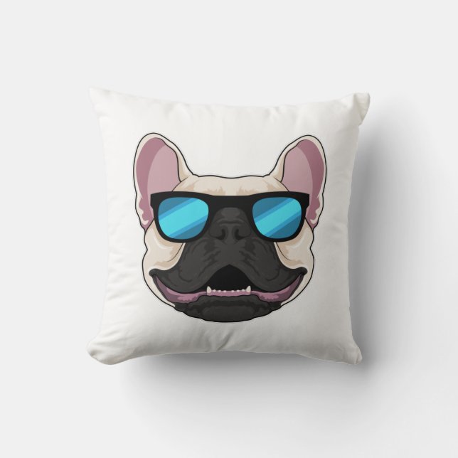 Coussin Chien-taureaux français avec lunettes de soleil (Recto)