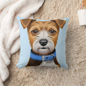 Coussin Chien Terrier mignon avec un collier bleu (Couverture)
