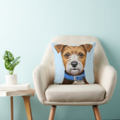 Coussin Chien Terrier mignon avec un collier bleu (Chaise)