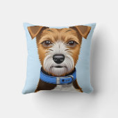 Coussin Chien Terrier mignon avec un collier bleu (Verso)