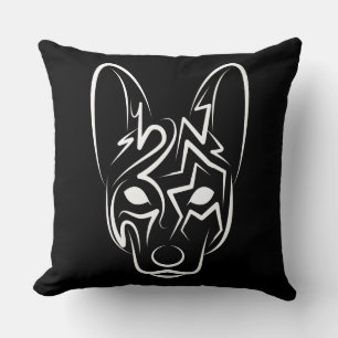Coussin Chien tribal noir et blanc