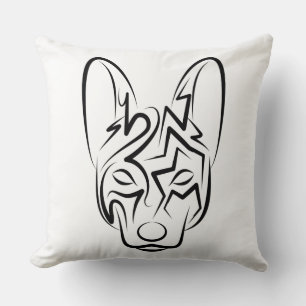 Coussin Chien tribal noir et blanc