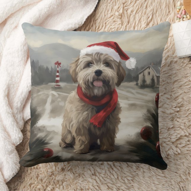 Coussin Chien Yorkipod en Noël de neige (Couverture)