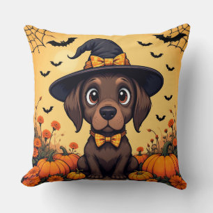 Coussin 🧙♀️🐾 Chienne Sorcière Mignonne Halloween Effray