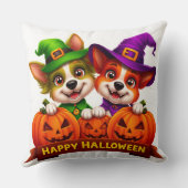 Coussin Chiens Adorables en Costumes d'Halloween (Verso)