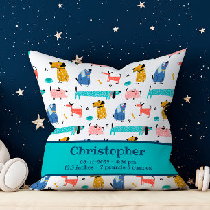 Coussin Chiens amusants statistiques de naissance