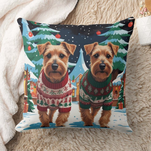Coussin Chiens Biewer Terrier Noël Neige Fêtes (Couverture)