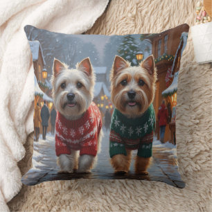 Coussin Chiens Cairn Terrier Noël Neige Fêtes
