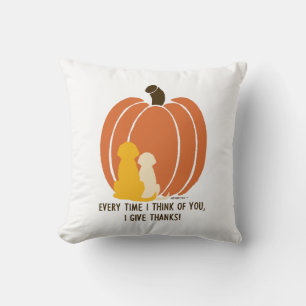 Coussin Chiens, Citrouille, Gratitude