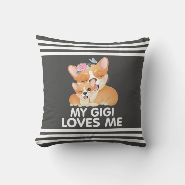 Coussin Chiens Corgi Mignons - Ma Gigi M'aime (Recto)