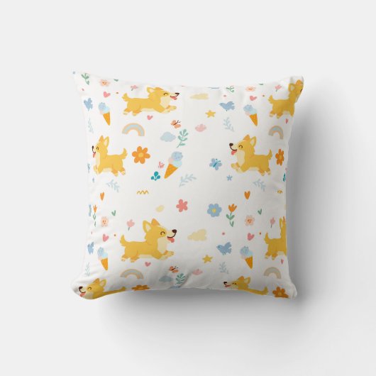 Coussin chiens corgis dessin animé drôles (Recto)