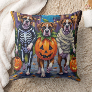 Coussin Chiens de boxe - Trick ou traitement en costumes d