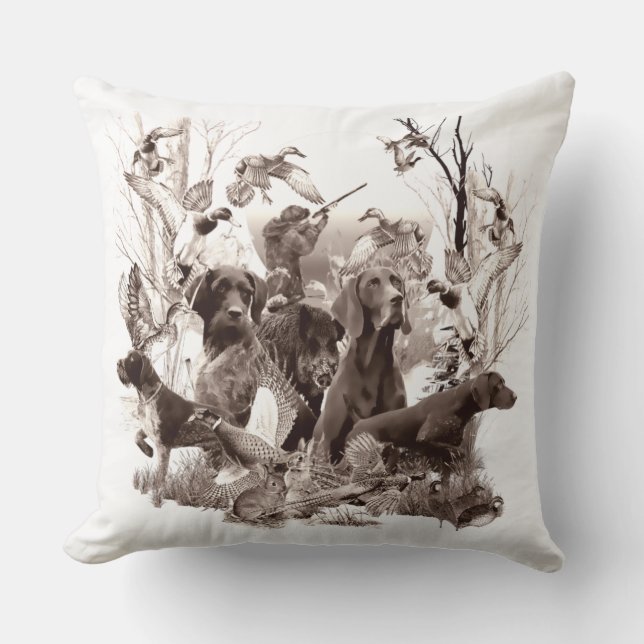 Coussin Chiens de chasse, Chiens d'armes, Saison de chasse (Recto)