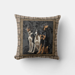 Coussin chiens de chasse sur plaid