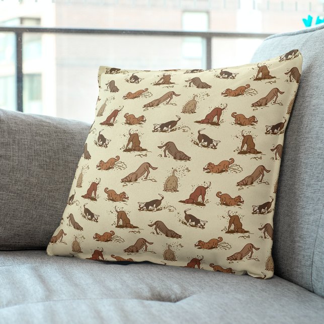 Coussin Chiens de fouille - motif de vacances de plage. (Créateur téléchargé)