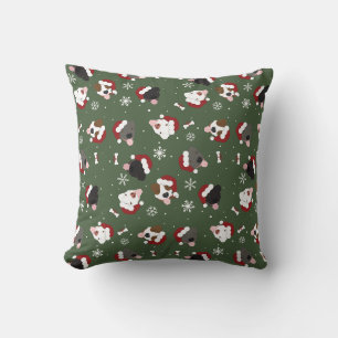 Coussin Chiens de Noël sur Vert