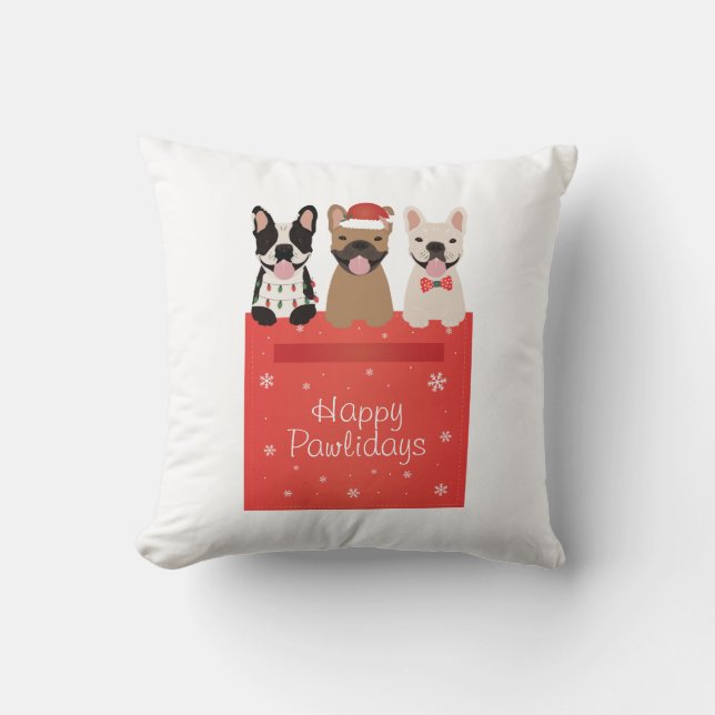 Coussin Chiens de taureau français de Happy Pawlidays (Recto)
