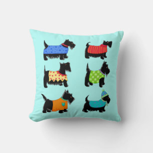Coussin Chiens de Terrier écossais noir turquoise