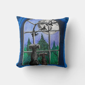 Coussin chiens du springador "en attente de père Noël" pou