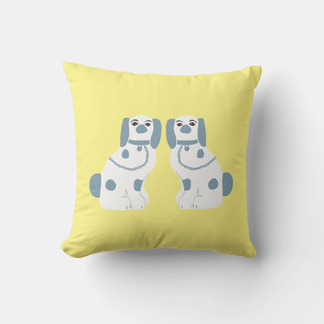Coussin Chiens du Staffordshire bleu (Recto)
