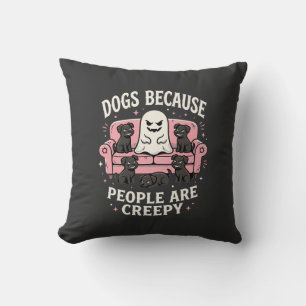 Coussin Chiens effrayants d'Halloween parce que les gens s