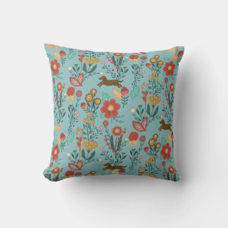Coussin Chiens et chats de fleurs d'automne