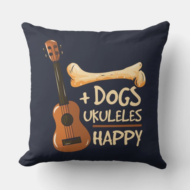 Coussin Chiens et Ukulele me rendent heureux (Recto)