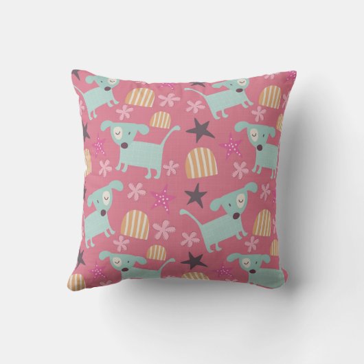 Coussin Chiens, étoiles et fleurs (Verso)