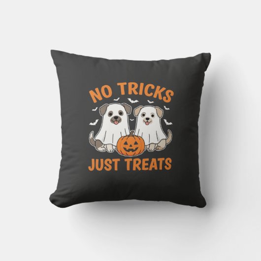 Coussin Chiens fantômes d'Halloween Pas de tours juste des (Recto)