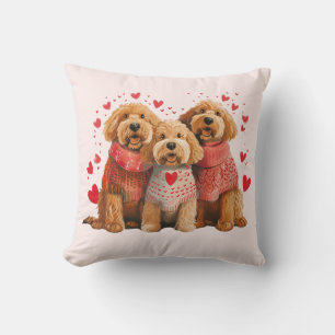 Coussin Chiens Goldendoodle de la Saint-Valentin