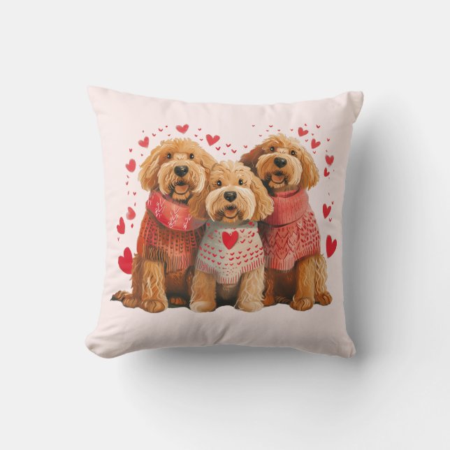 Coussin Chiens Goldendoodle de la Saint-Valentin (Recto)