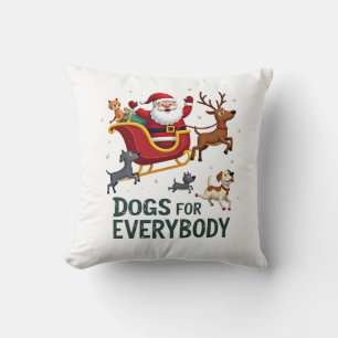 Coussin Chiens pour tout le monde Santa Noël drôle de Noël
