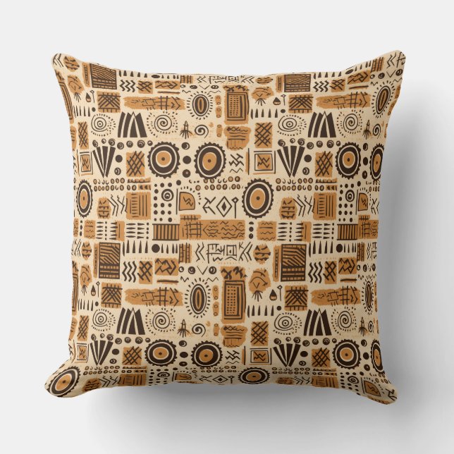 Coussin Chiffre de boue africaine motif tribal ethnique 1 (Recto)