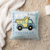 Coussin Chiffre de naissance bébé Camion de vidage (Couverture)