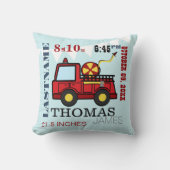 Coussin Chiffre de naissance bébé Camion d'incendie (Recto)