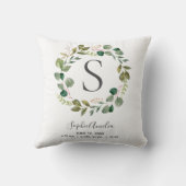 Coussin Chiffre de naissance Eucalyptus Léonore de Monogra (Verso)