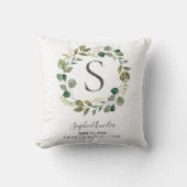 Coussin Chiffre de naissance Eucalyptus Léonore de Monogra (Recto)