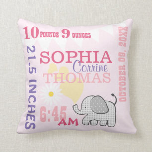 Coussin Chiffre de naissance rose Poids d'anniversaire