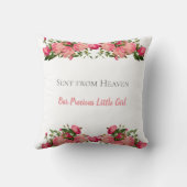 Coussin Chiffres de naissance de bébé rose et Pêcher Flora (Verso)